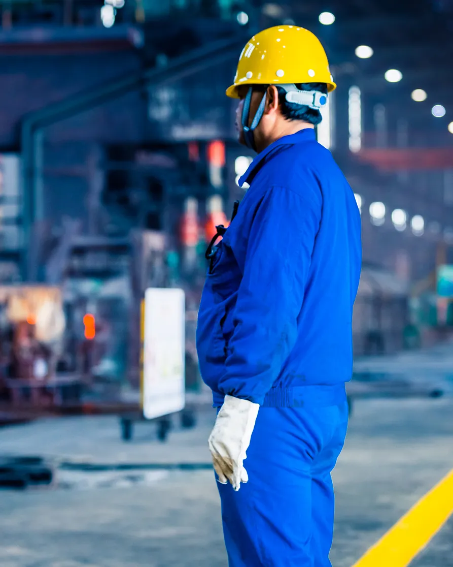 Workers safety gear in industrial environment.